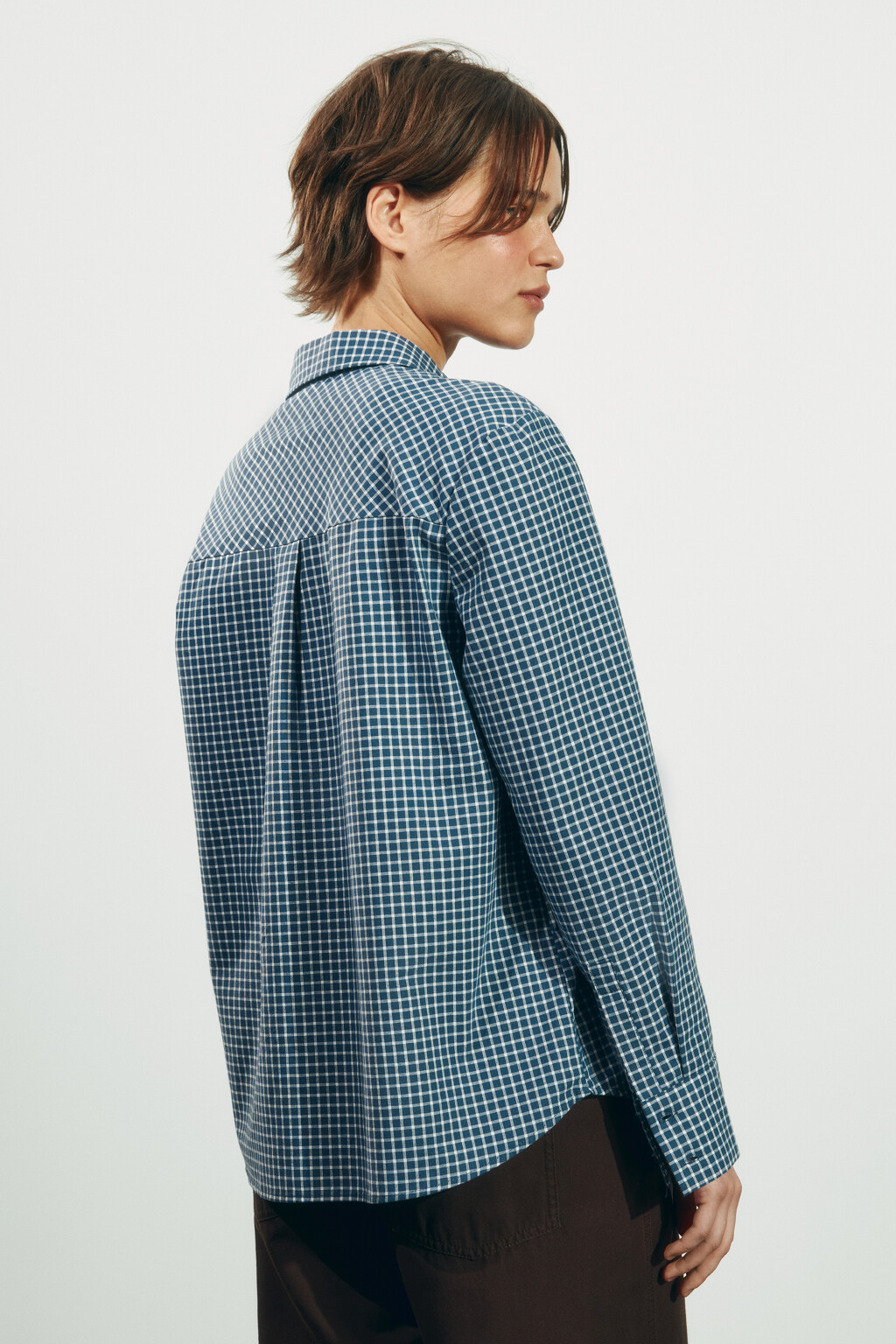 Рубашка прямая в клетку - цвет синий - 3