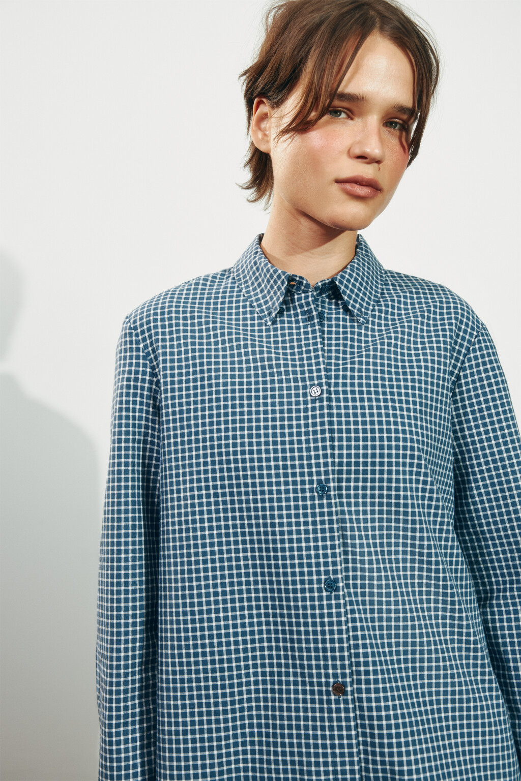 Рубашка прямая в клетку - цвет синий - 6