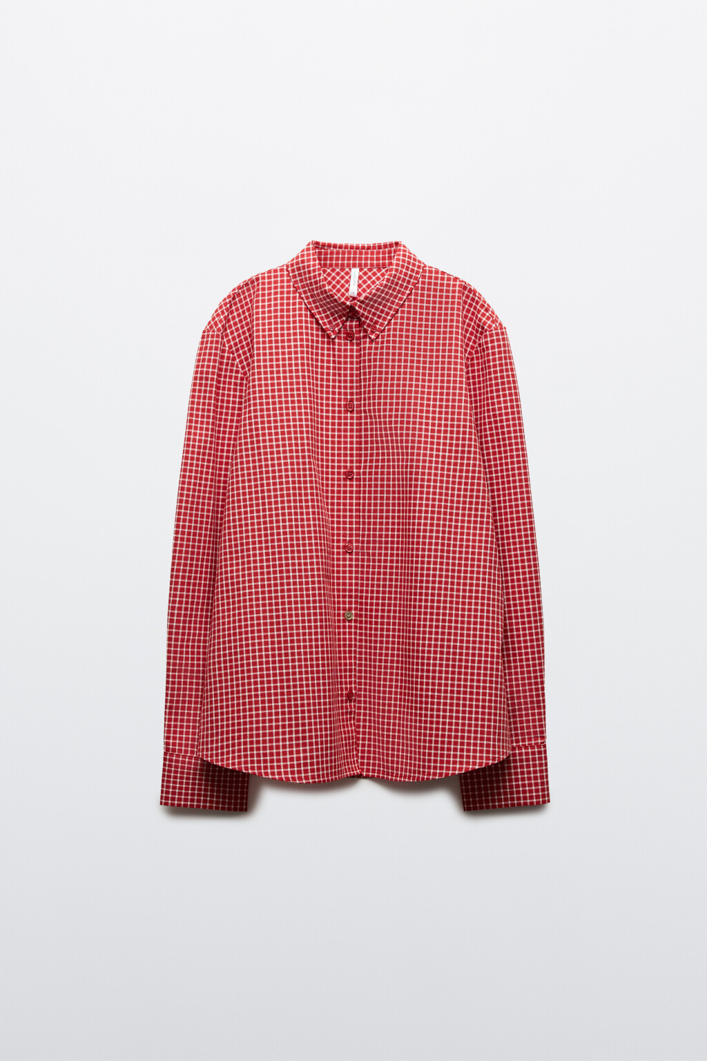 Рубашка прямая в клетку - цвет красный - 7