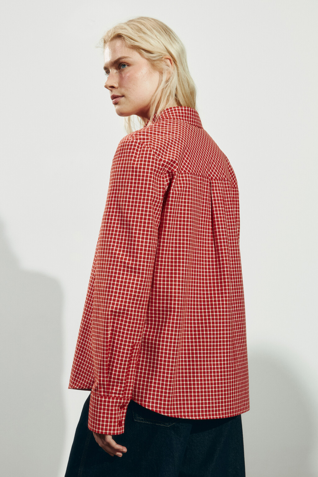Рубашка прямая в клетку - цвет красный - 3