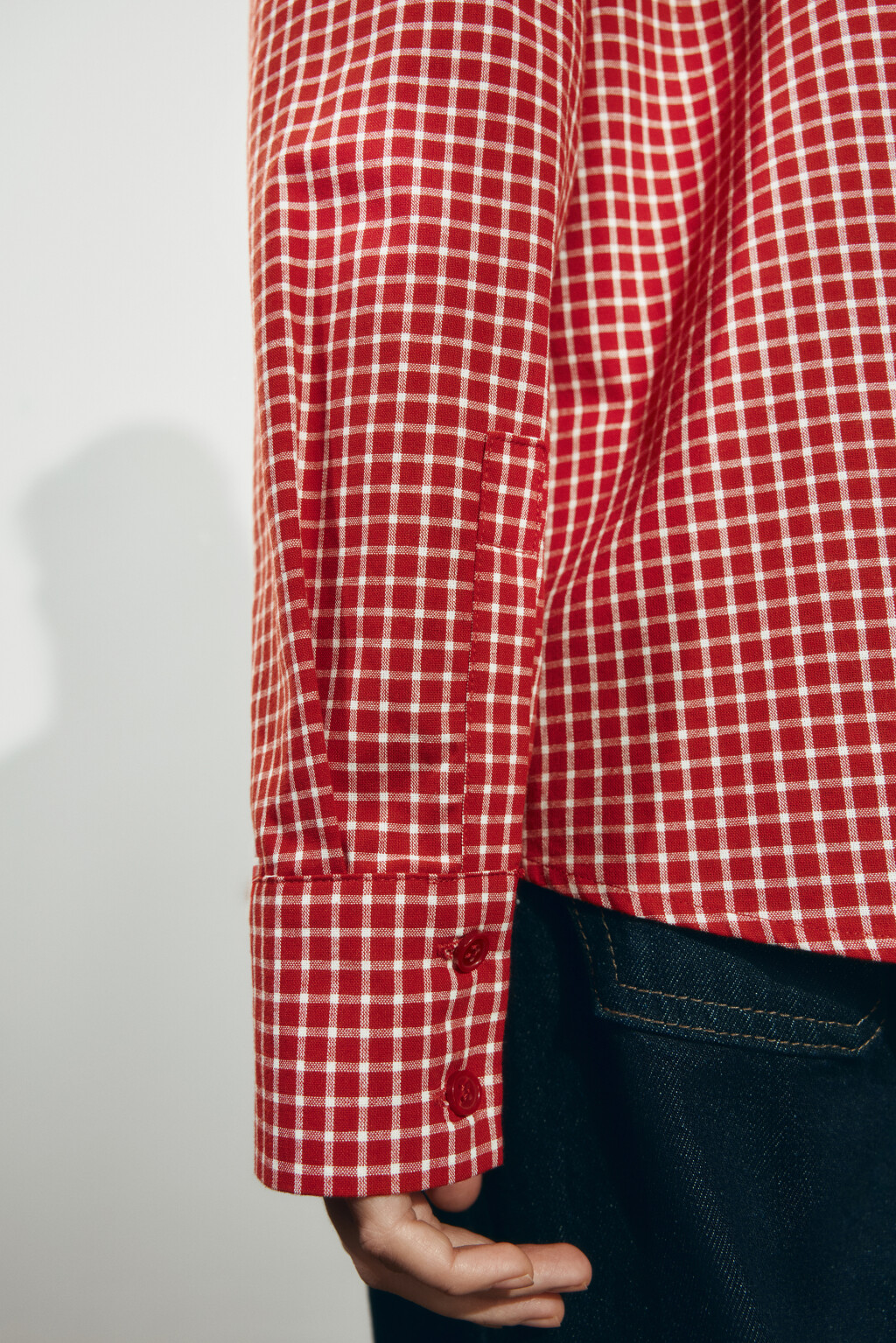 Рубашка прямая в клетку - цвет красный - 6