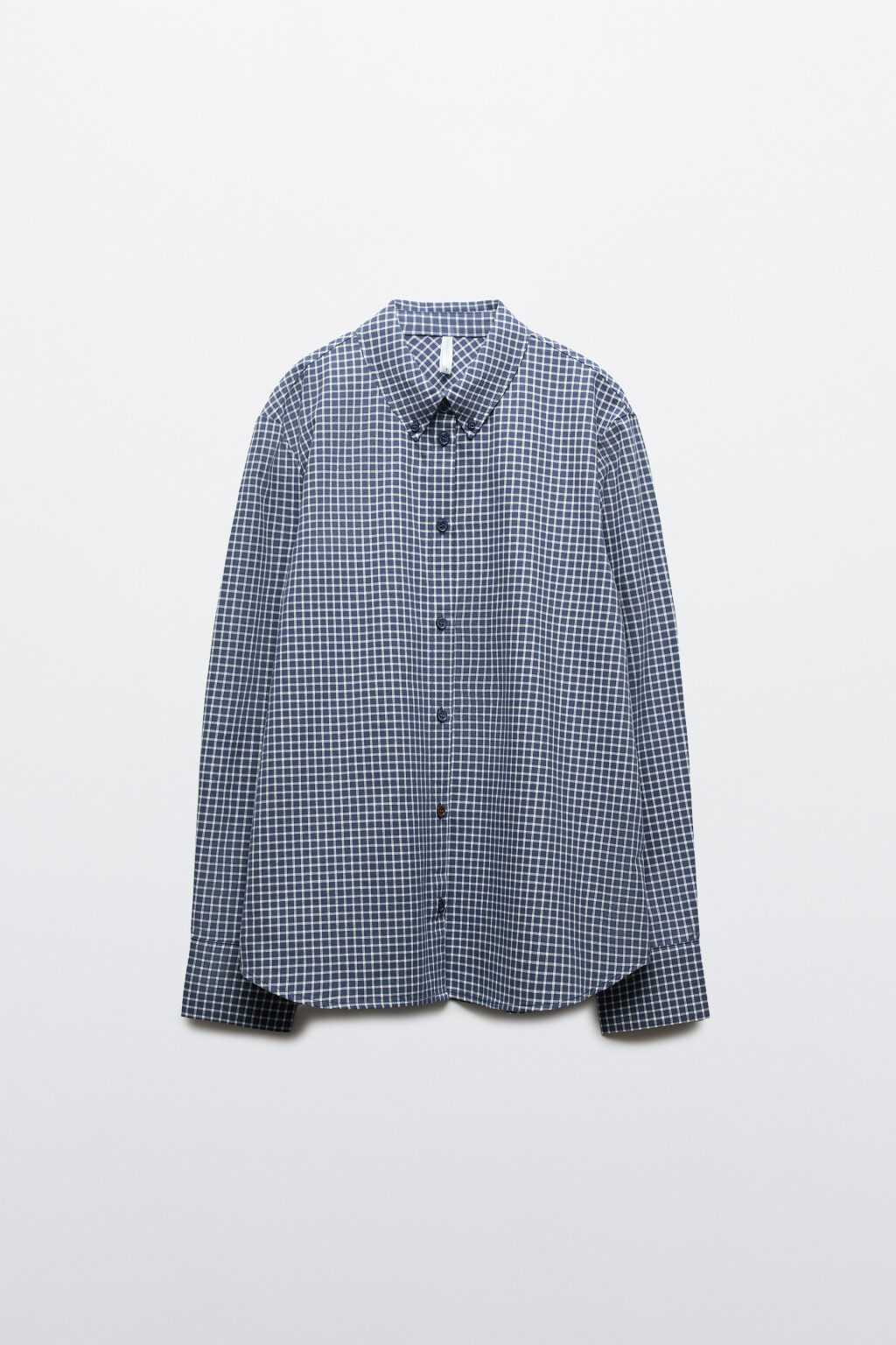 Рубашка прямая в клетку - цвет синий - 1