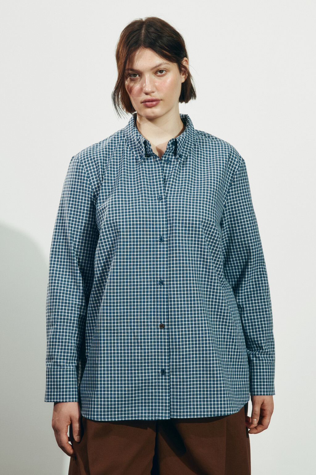 Рубашка прямая в клетку - цвет синий - 2