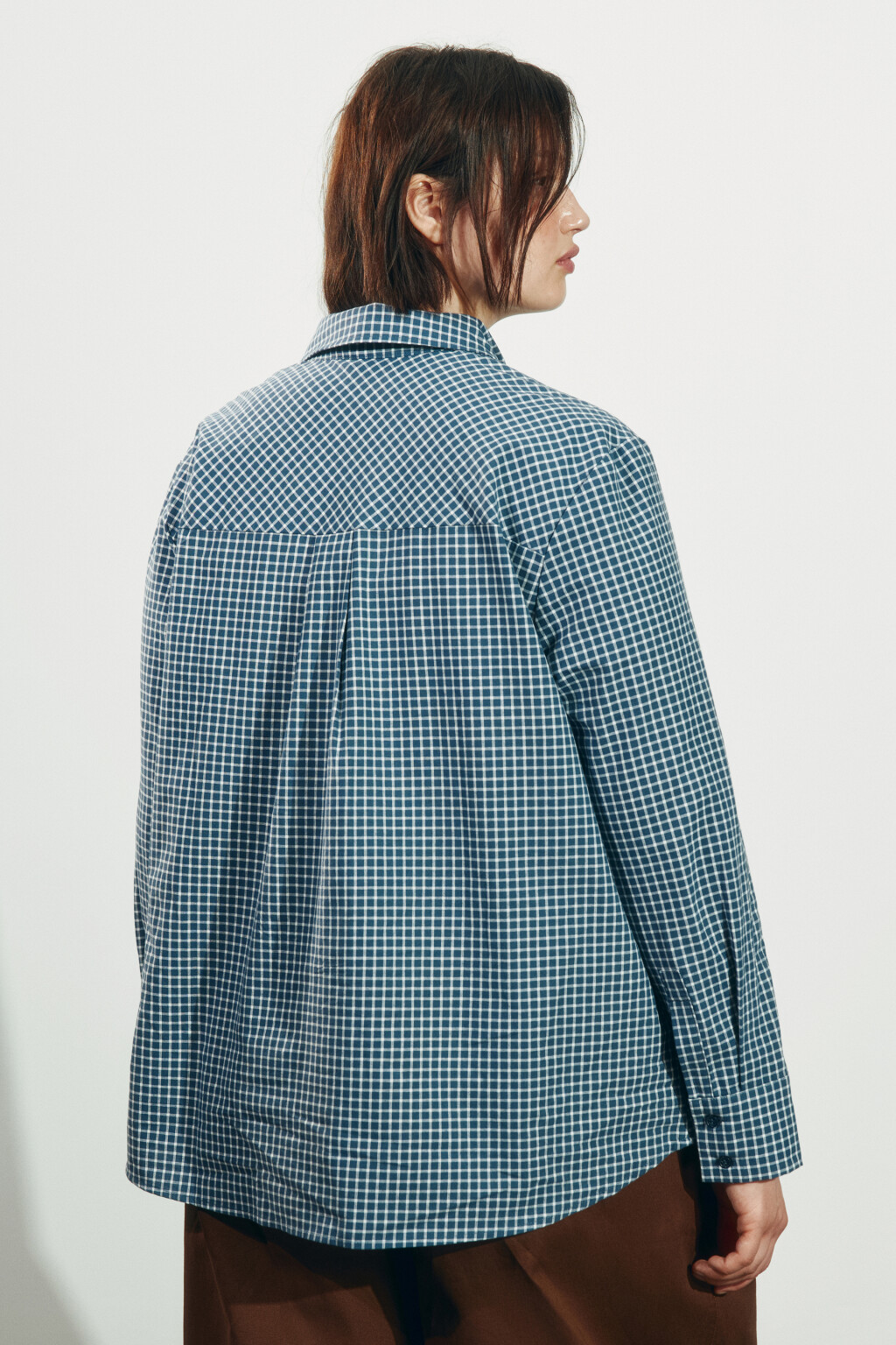 Рубашка прямая в клетку - цвет синий - 3