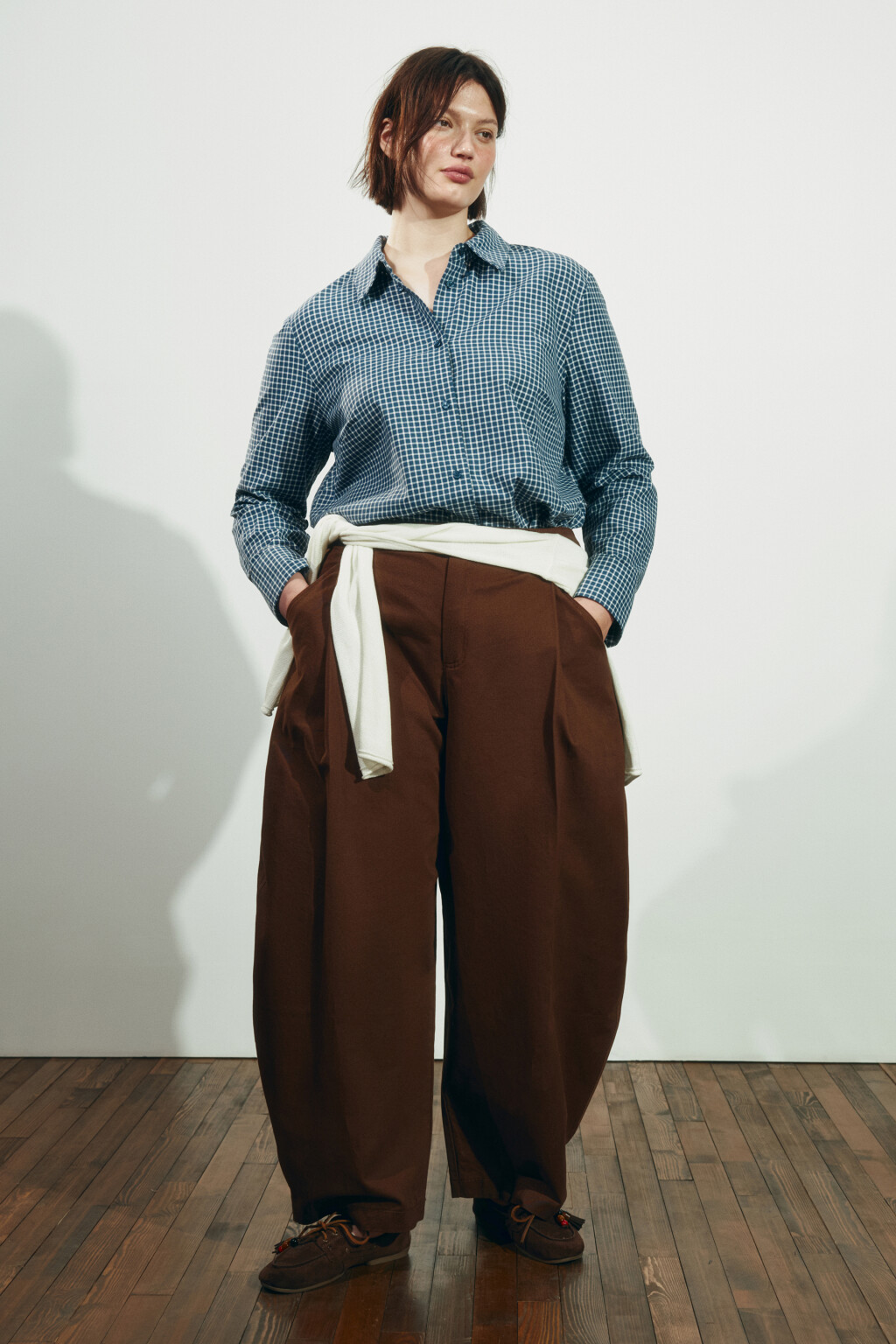 Рубашка прямая в клетку - цвет синий - 4