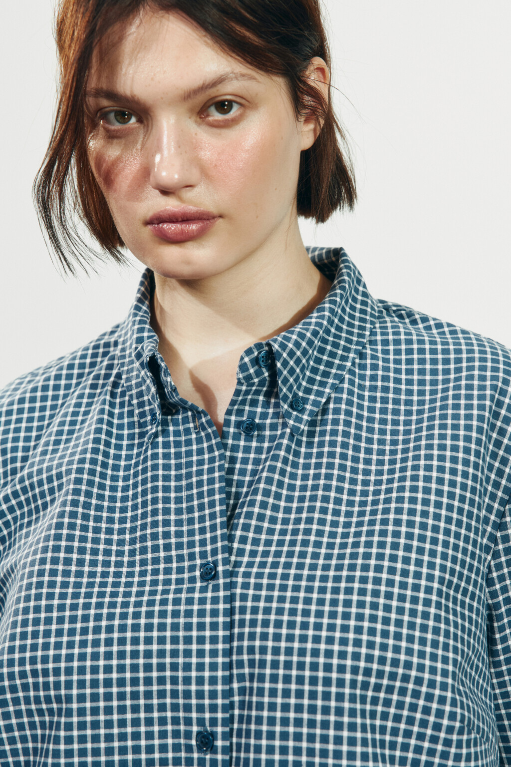 Рубашка прямая в клетку - цвет синий - 5