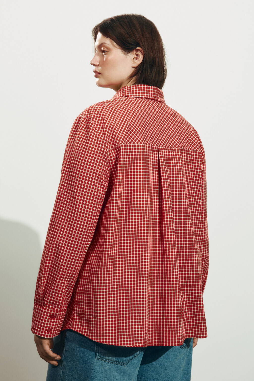 Рубашка прямая в клетку - цвет красный - 3