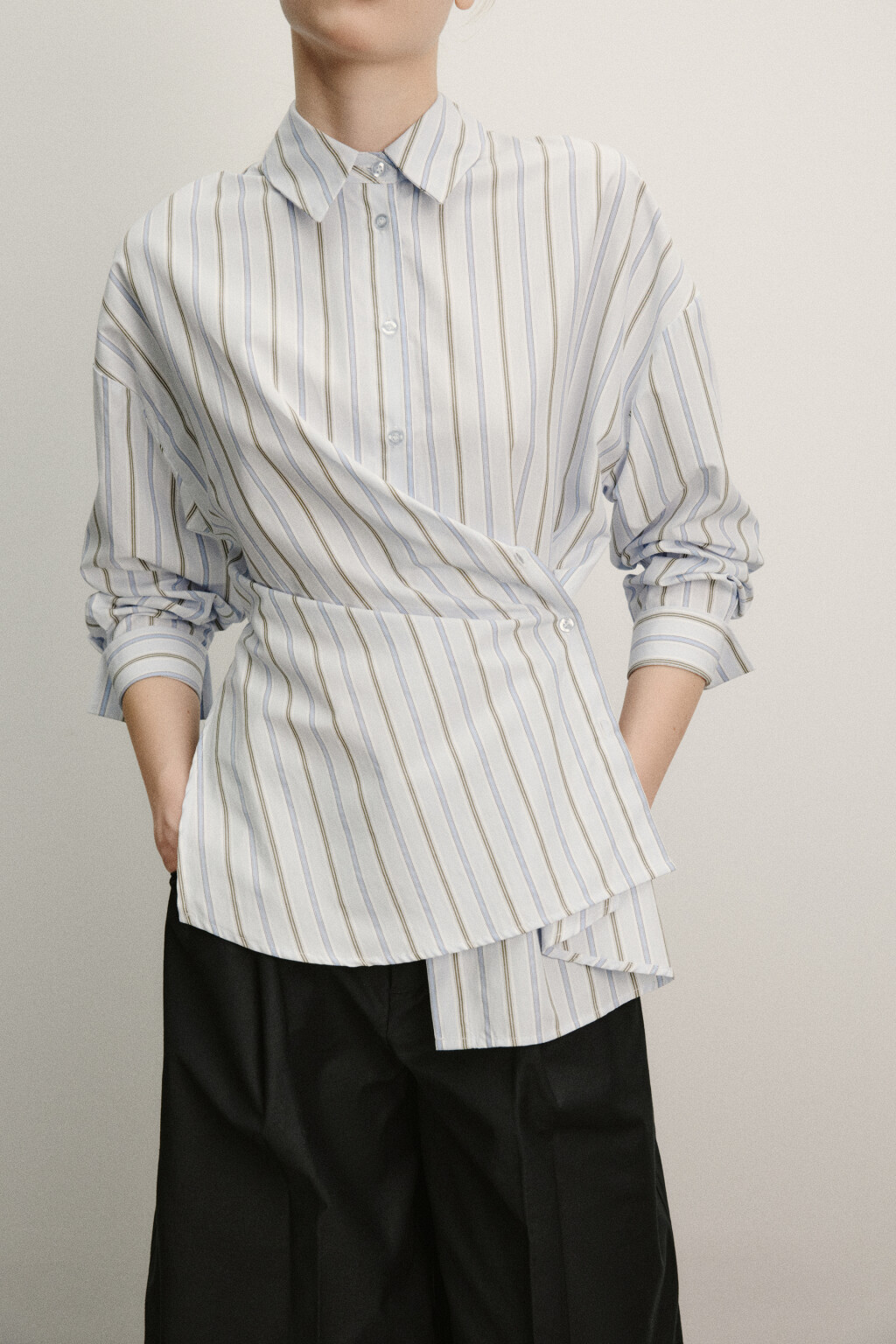 Рубашка-трансформер в полоску - цвет голубой - 2