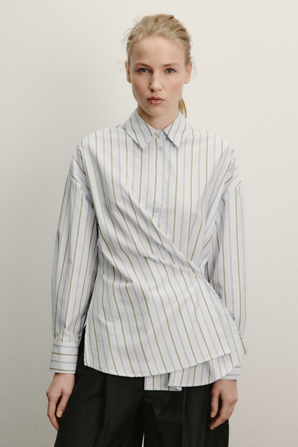 Рубашка-трансформер в полоску - цвет голубой - 3