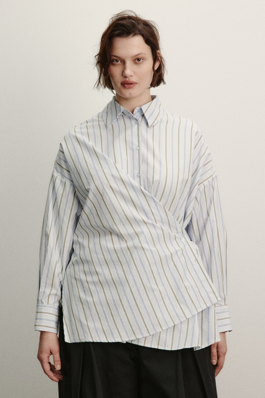 Рубашка-трансформер в полоску - цвет голубой - 3