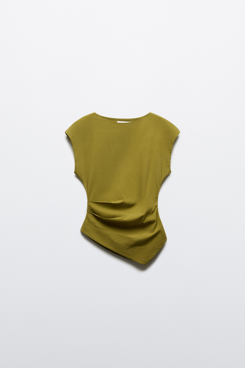 Блузка-топ полуприлегающая с асимметричным низом - цвет зеленый - 1