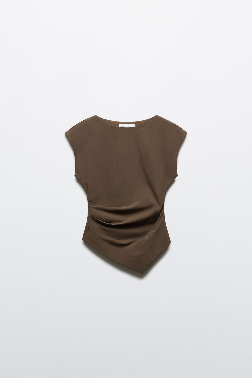 Блузка-топ полуприлегающая с асимметричным низом - цвет бежевый - 1