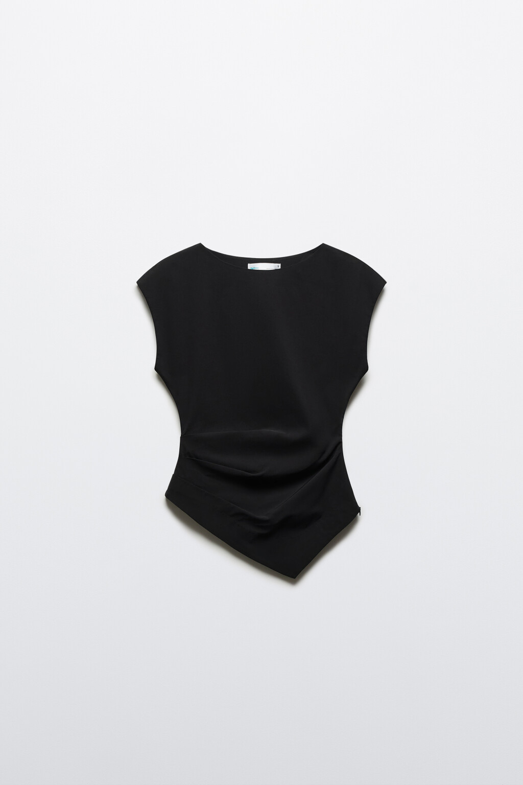 Блузка-топ полуприлегающая с асимметричным низом - цвет черный - 1