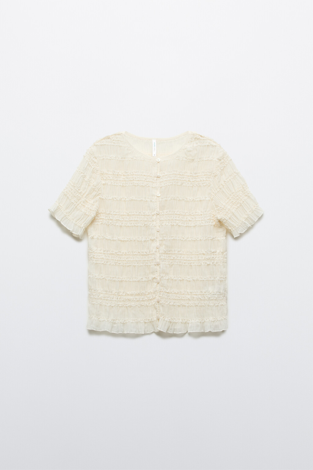 Блузка свободная ажурная с воланами - цвет молочный - 7