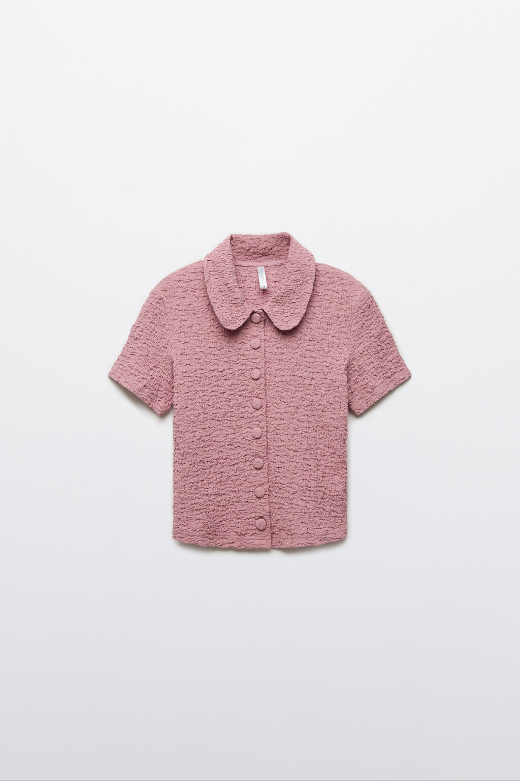 Блузка с округлым воротником ажурная - цвет розовый - 1