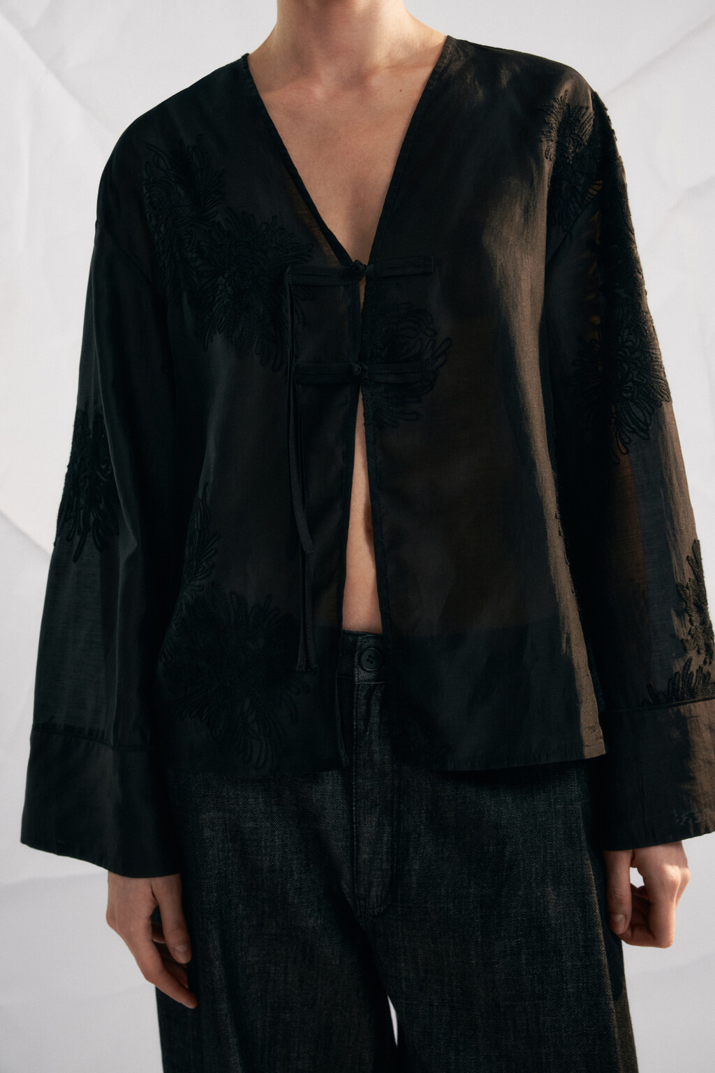 блузка женская - цвет черный - 1