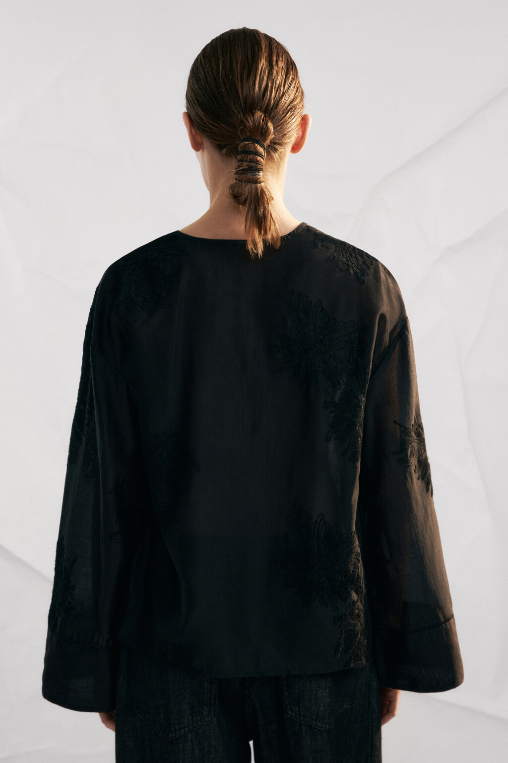 блузка женская - цвет черный - 3