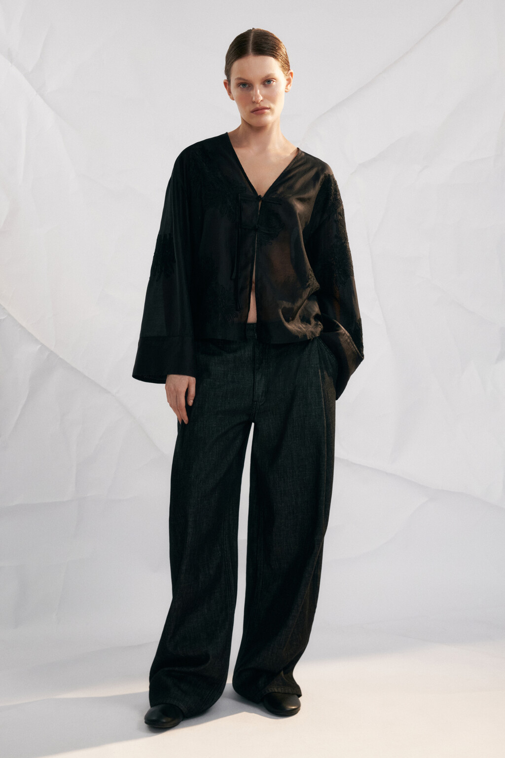 блузка женская - цвет черный - 4