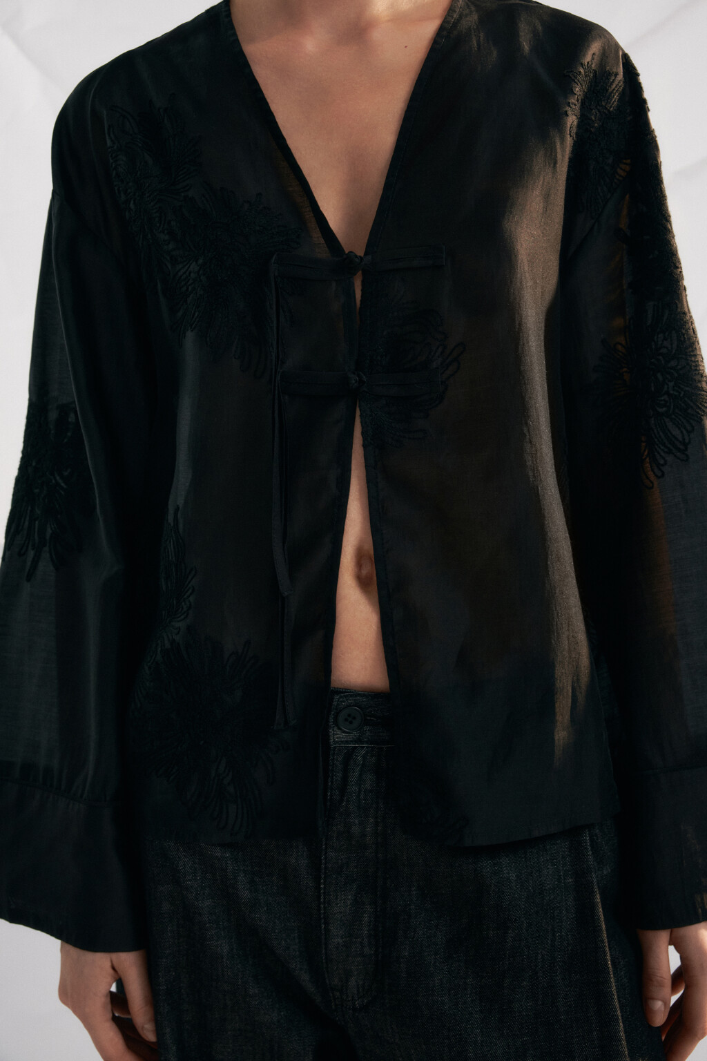 блузка женская - цвет черный - 5