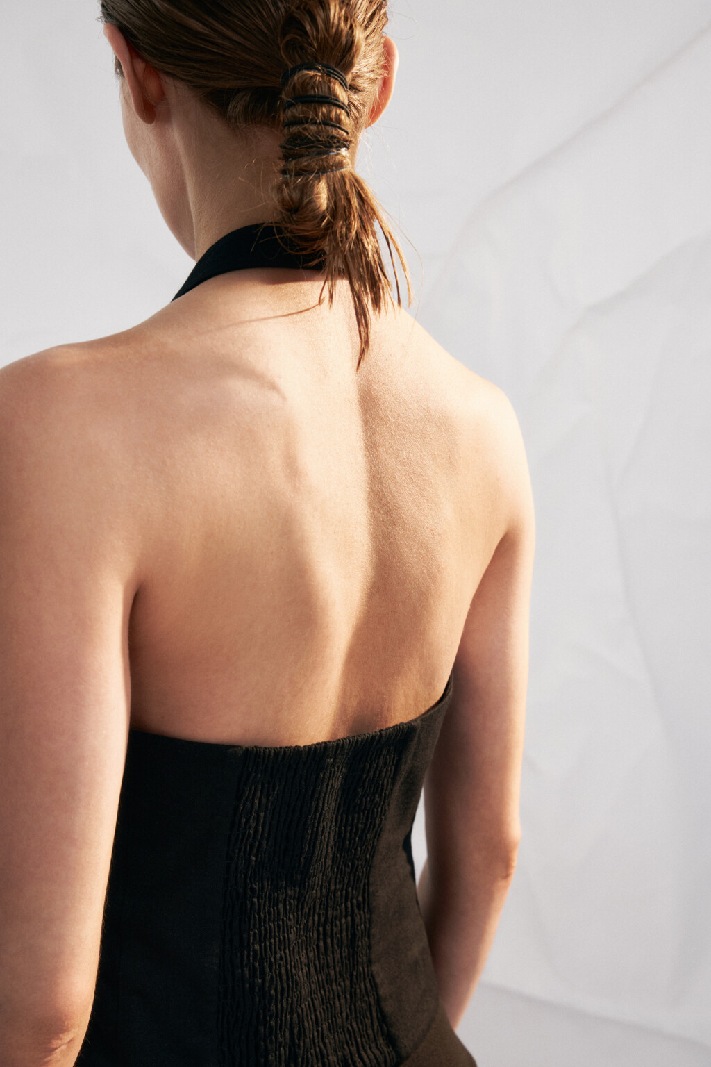 Топ-халтер хлопковый со льном в азиатском стиле - цвет черный - 7