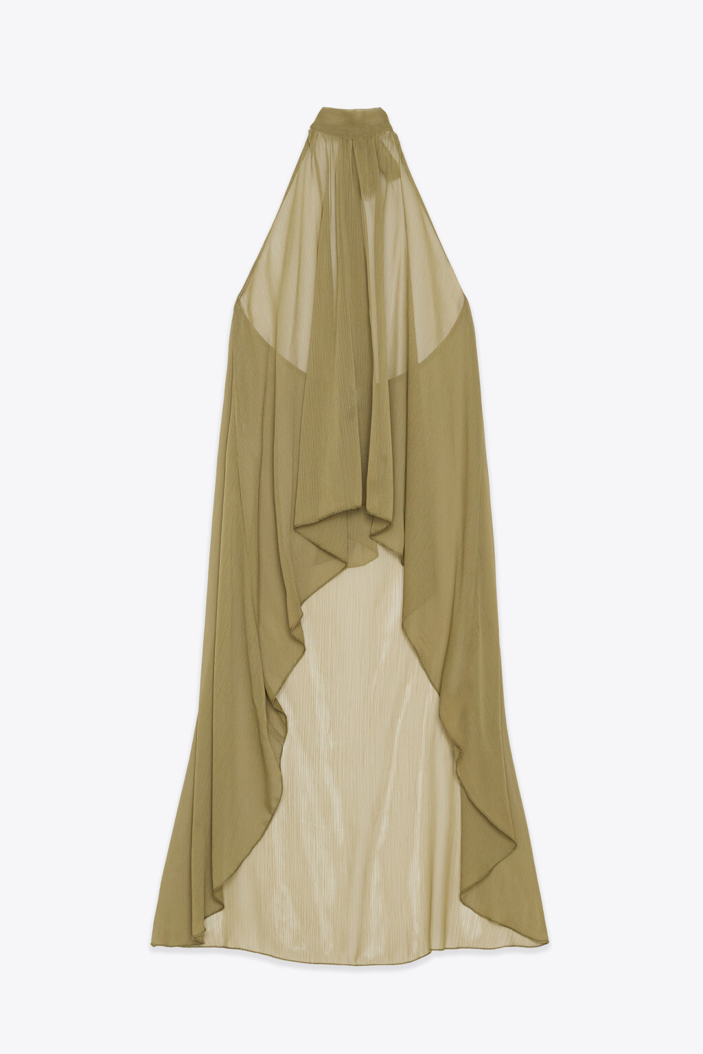 Блузка-туника шифоновая с воротником-стойкой - цвет зеленый - 1