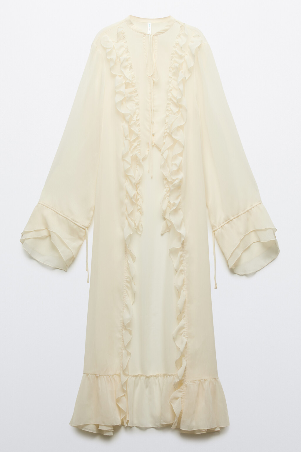 Блузка шифоновая на завязках со шлейфом - цвет молочный - 8