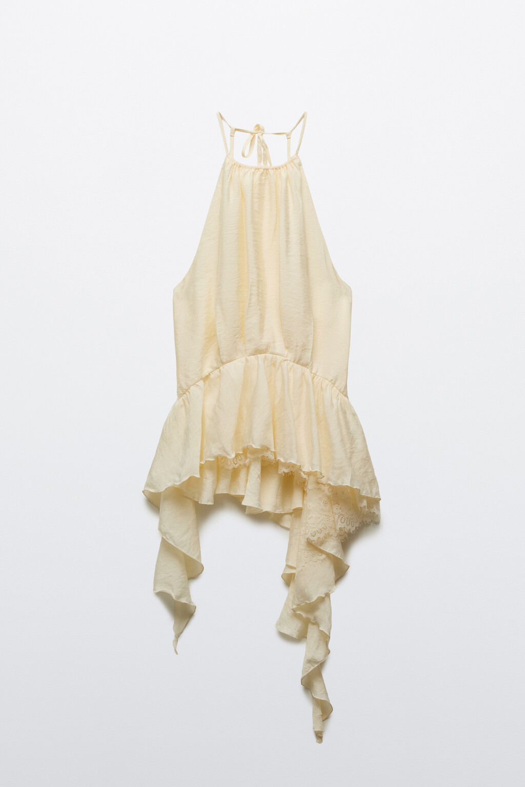 Блузка-топ вискозная с открытой спиной и баской - цвет молочный - 8