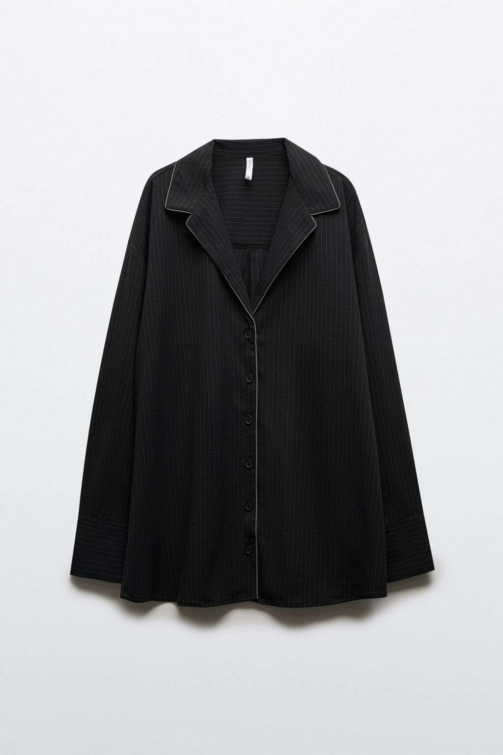 Рубашка с вискозой в тонкую полоску - цвет черный - 1