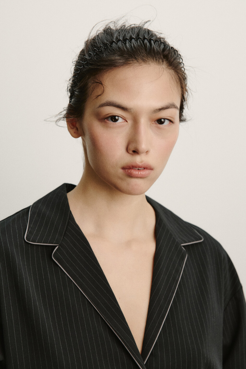 Рубашка с вискозой в тонкую полоску - цвет черный - 5