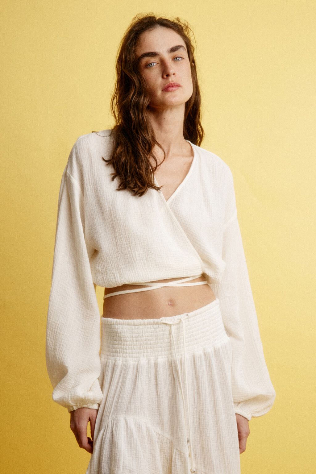 блузка женская - цвет белый - 2