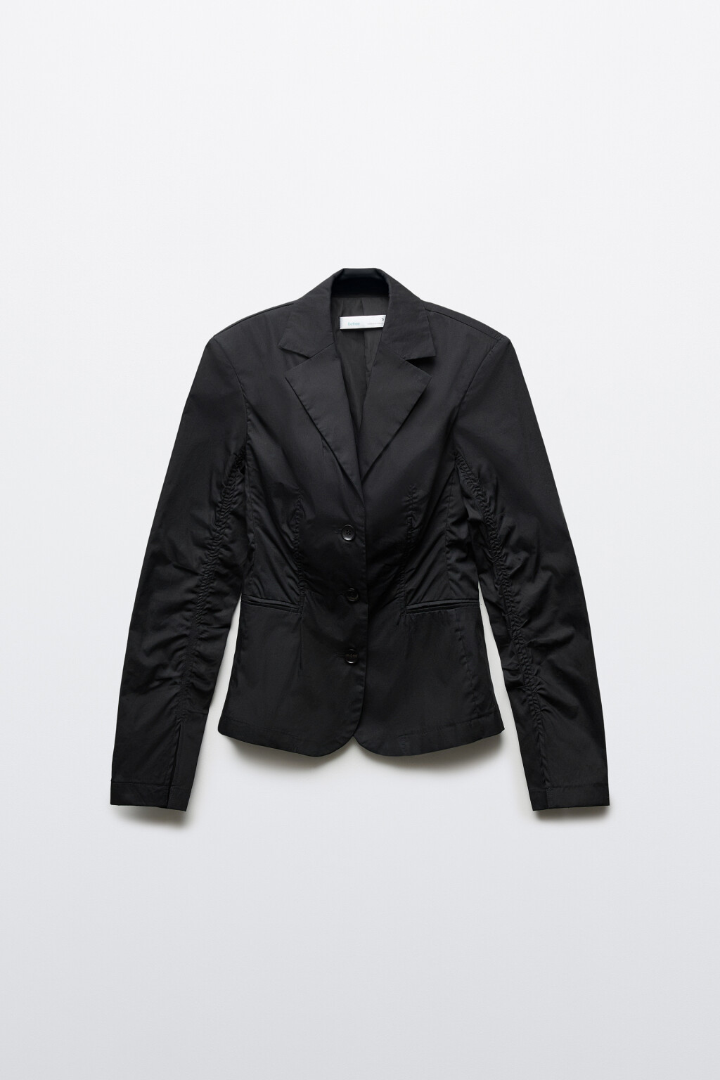 Жакет хлопковый приталенный с оборками - цвет черный - 1