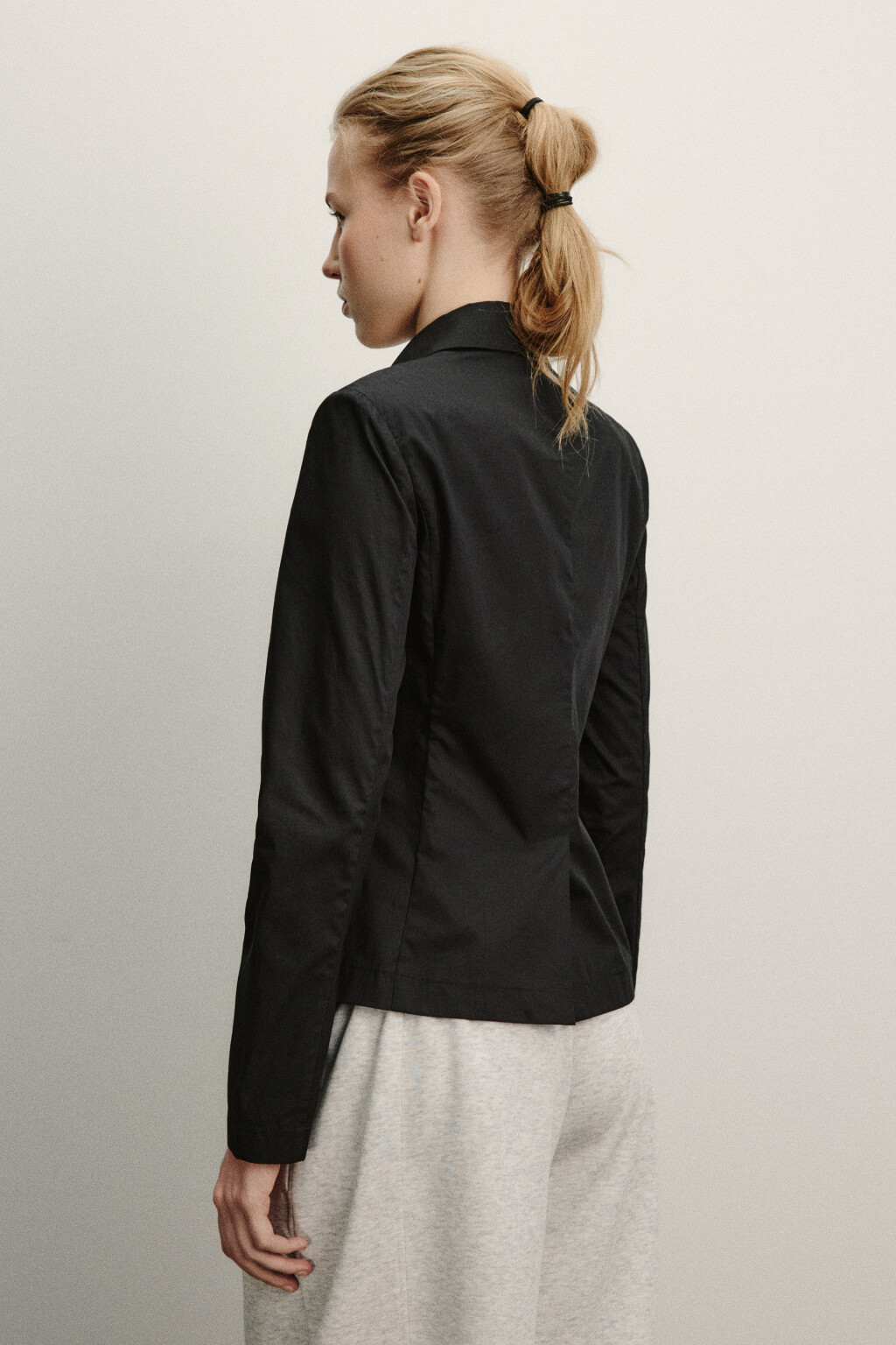 Рубашка-жакет хлопковая приталенная с оборками - цвет черный - 4