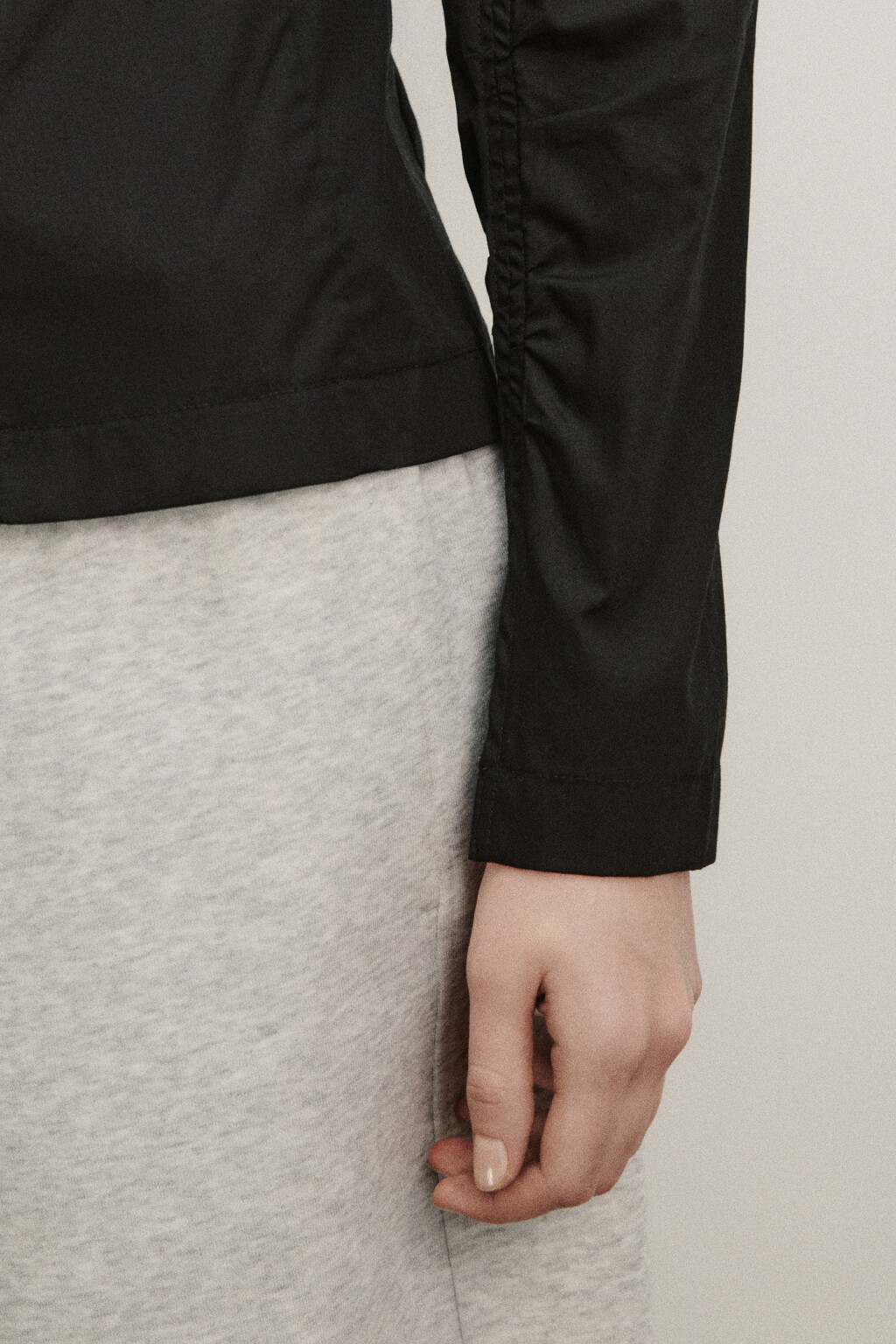 Рубашка-жакет хлопковая приталенная с оборками - цвет черный - 7