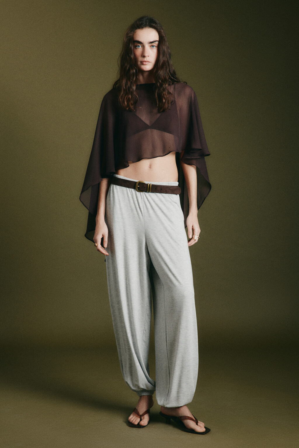 Кейп шифоновый полупрозрачный - цвет коричневый - 4