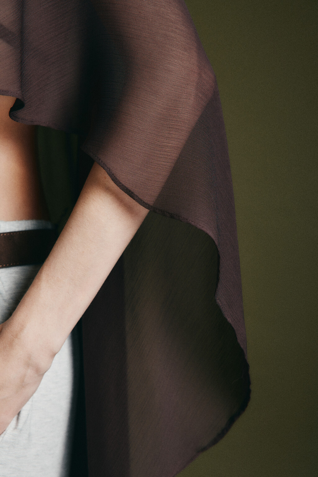 Кейп шифоновый полупрозрачный - цвет коричневый - 5