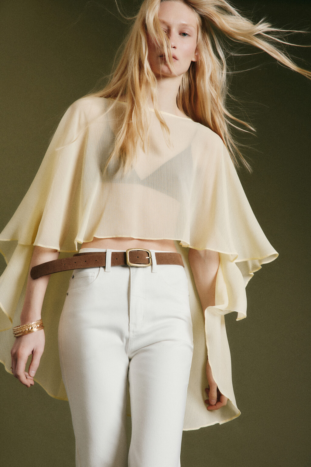 Кейп шифоновый полупрозрачный - цвет желтый - 1