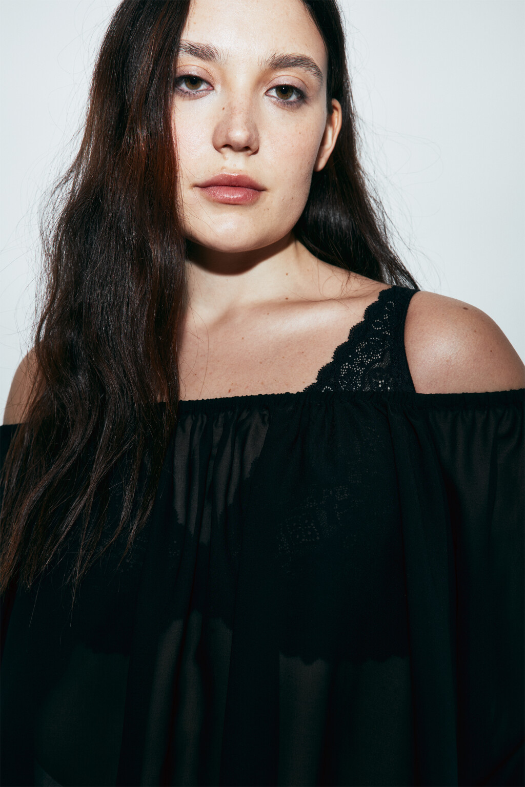 Блузка шифоновая с воланами - цвет черный - 5