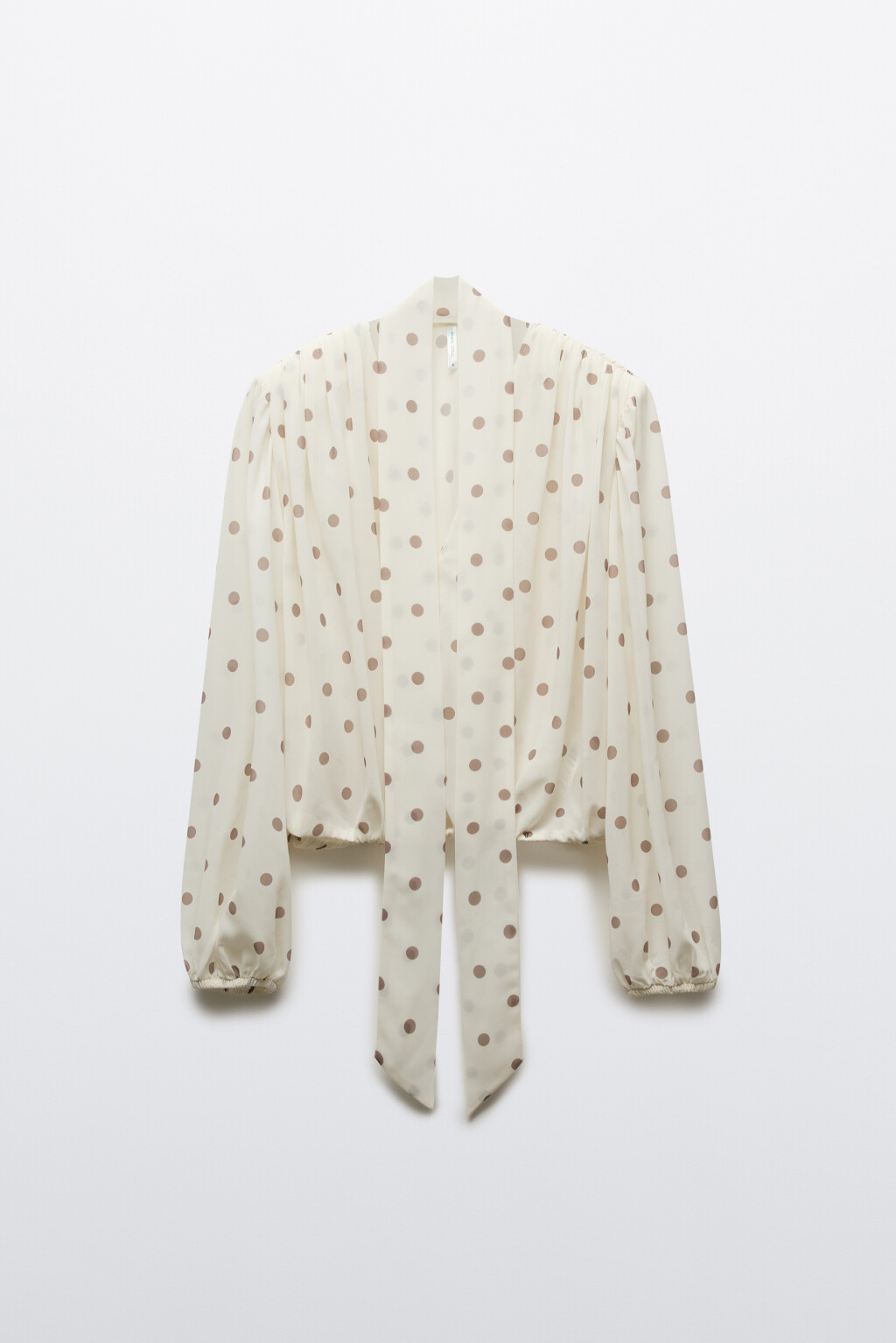 Блузка шифоновая с шарфом и пышными рукавами - цвет мультиколор - 7