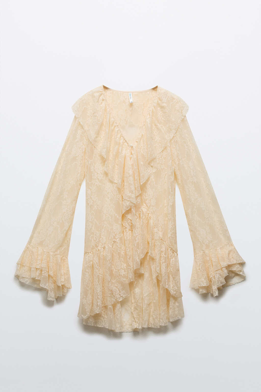 Блузка-туника кружевная с воланами - цвет молочный - 9