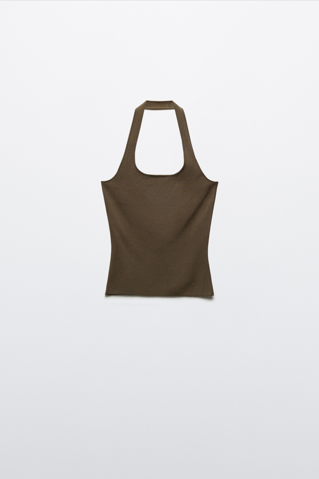 Топ-халтер вязаный вискозный в рубчик - цвет зеленый - 7