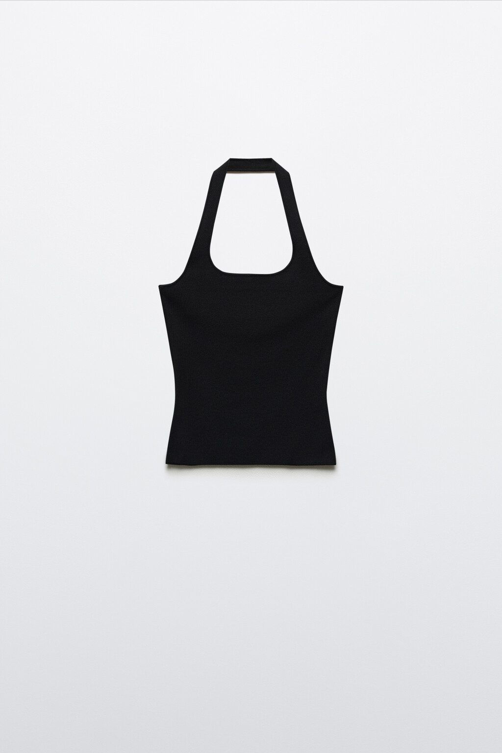 Топ-халтер вязаный вискозный в рубчик - цвет черный - 7