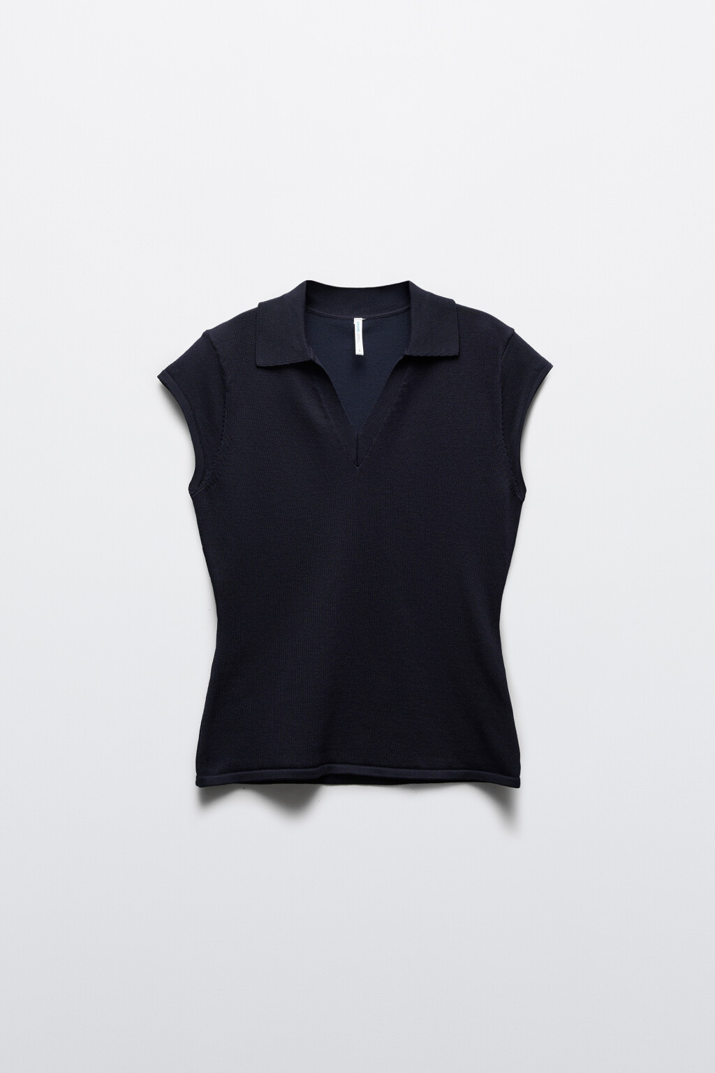 Футболка-поло вязаная с рукавами-крылышками - цвет синий - 1