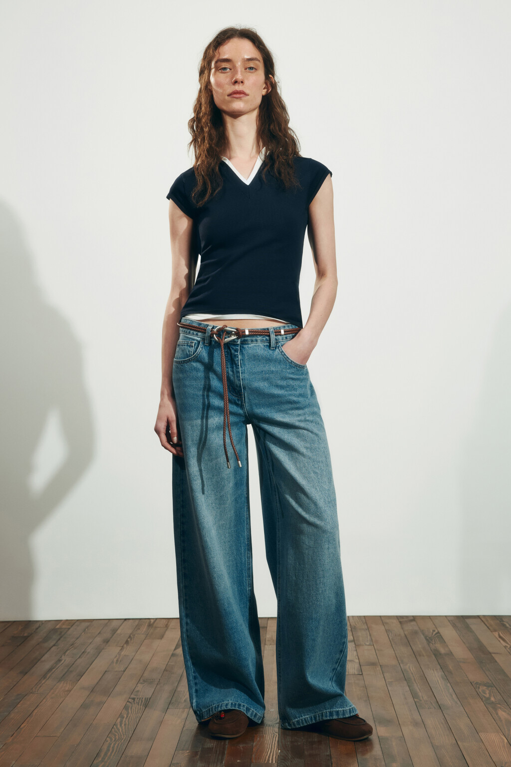 Футболка-поло вязаная с рукавами-крылышками - цвет синий - 5