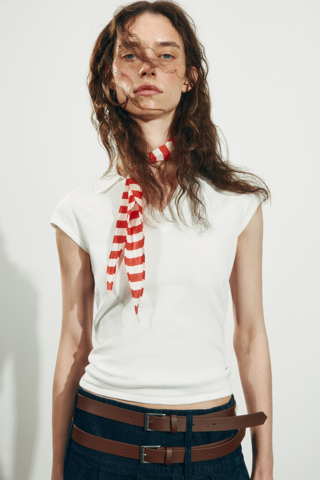 Футболка-поло вязаная с рукавами-крылышками - цвет молочный - 2