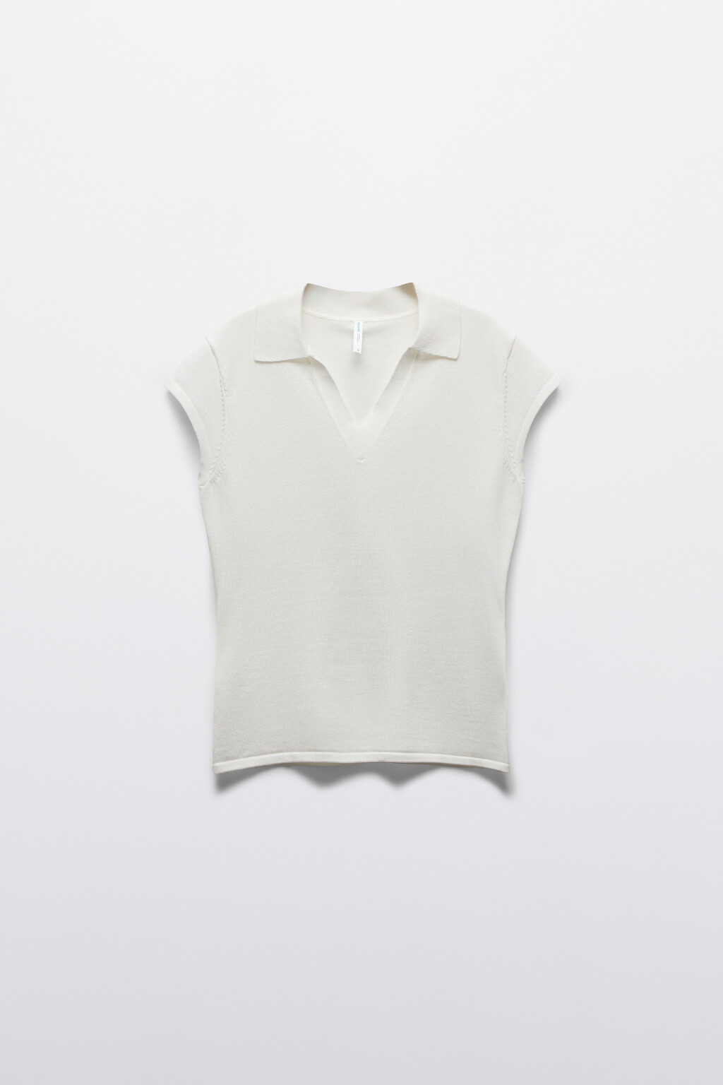 Футболка-поло вязаная с рукавами-крылышками - цвет молочный - 1