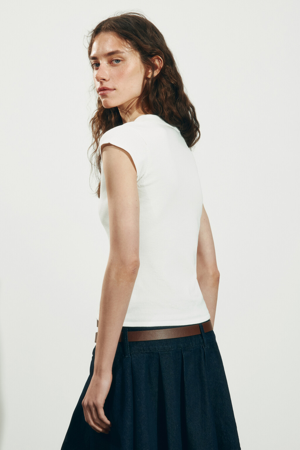 Футболка-поло вязаная с рукавами-крылышками - цвет молочный - 4