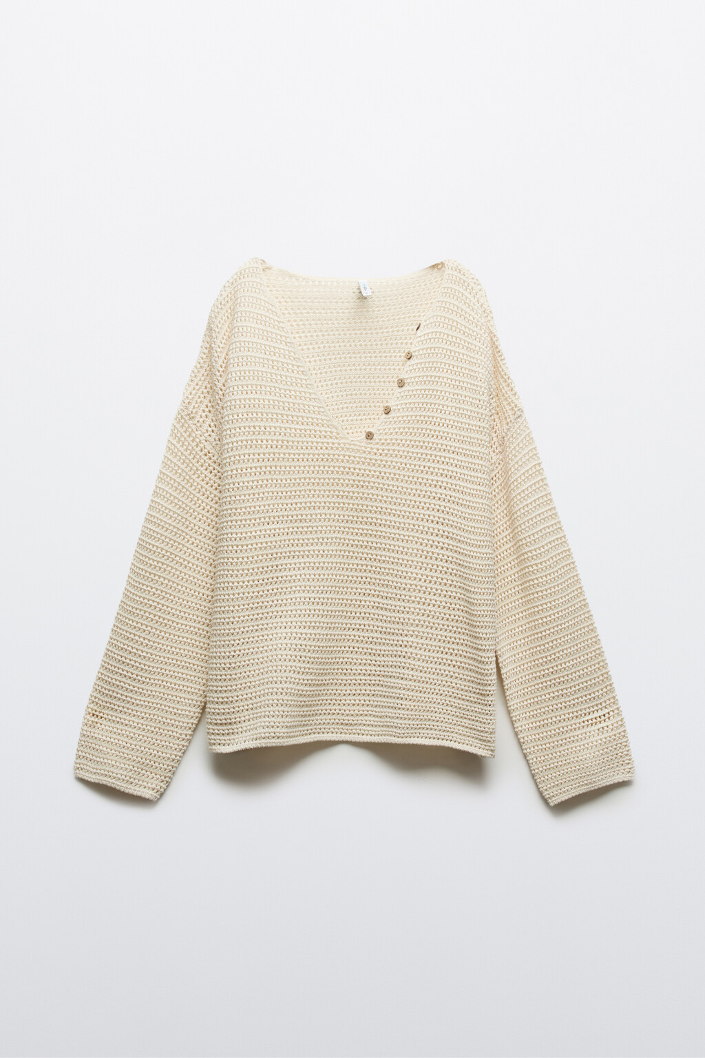 Джемпер вязаный oversize с яркими пуговицами - цвет ванильный - 1