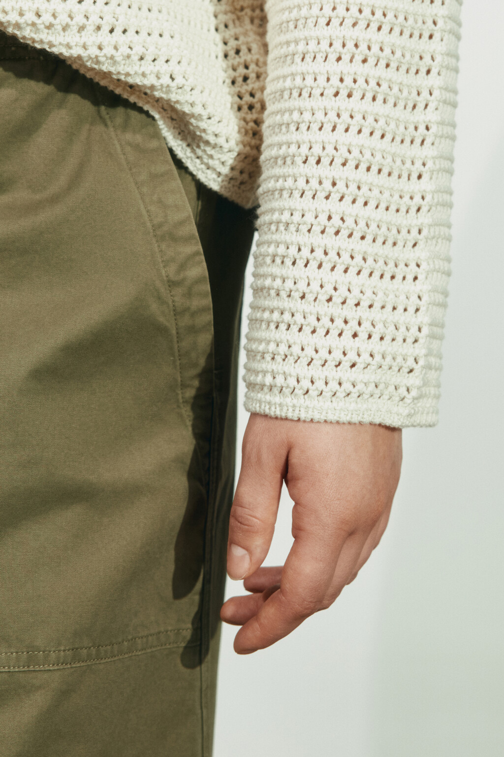 Джемпер кроше оверсайз на пуговицах - цвет ванильный - 7
