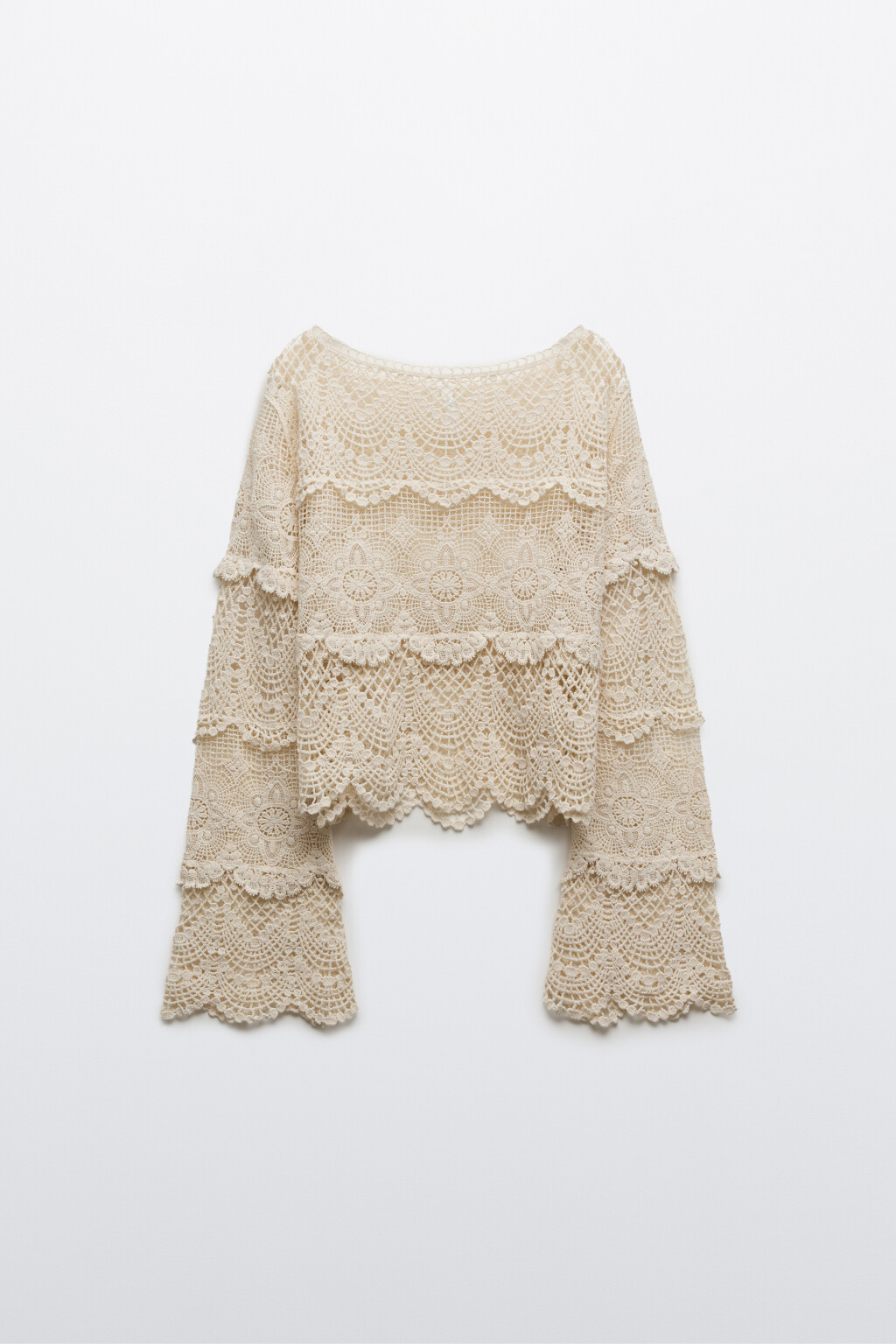 Джемпер кроше укороченный ажурный - цвет молочный - 8