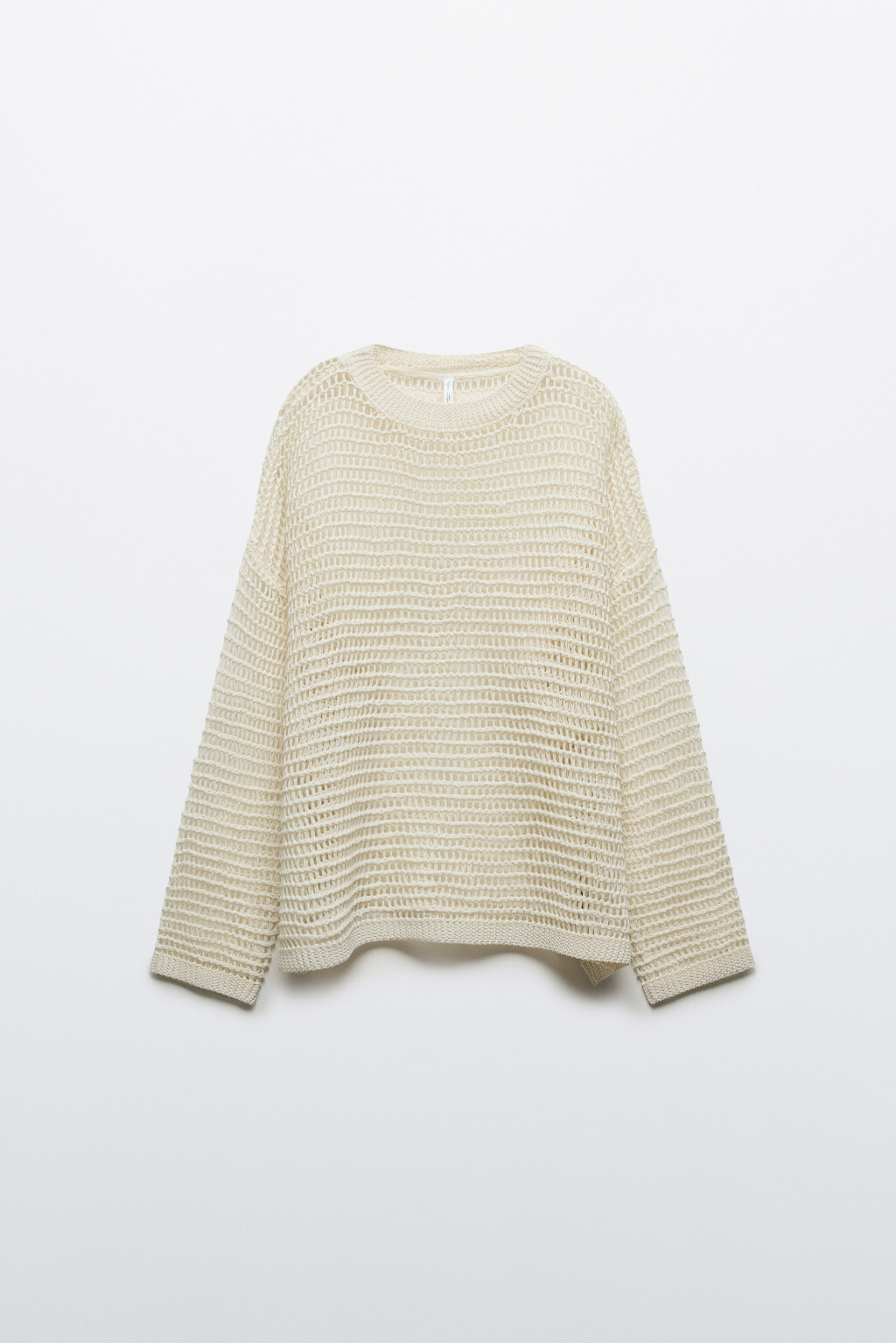 Джемпер оверсайз вязаный с имитацией рафии - цвет молочный - 8